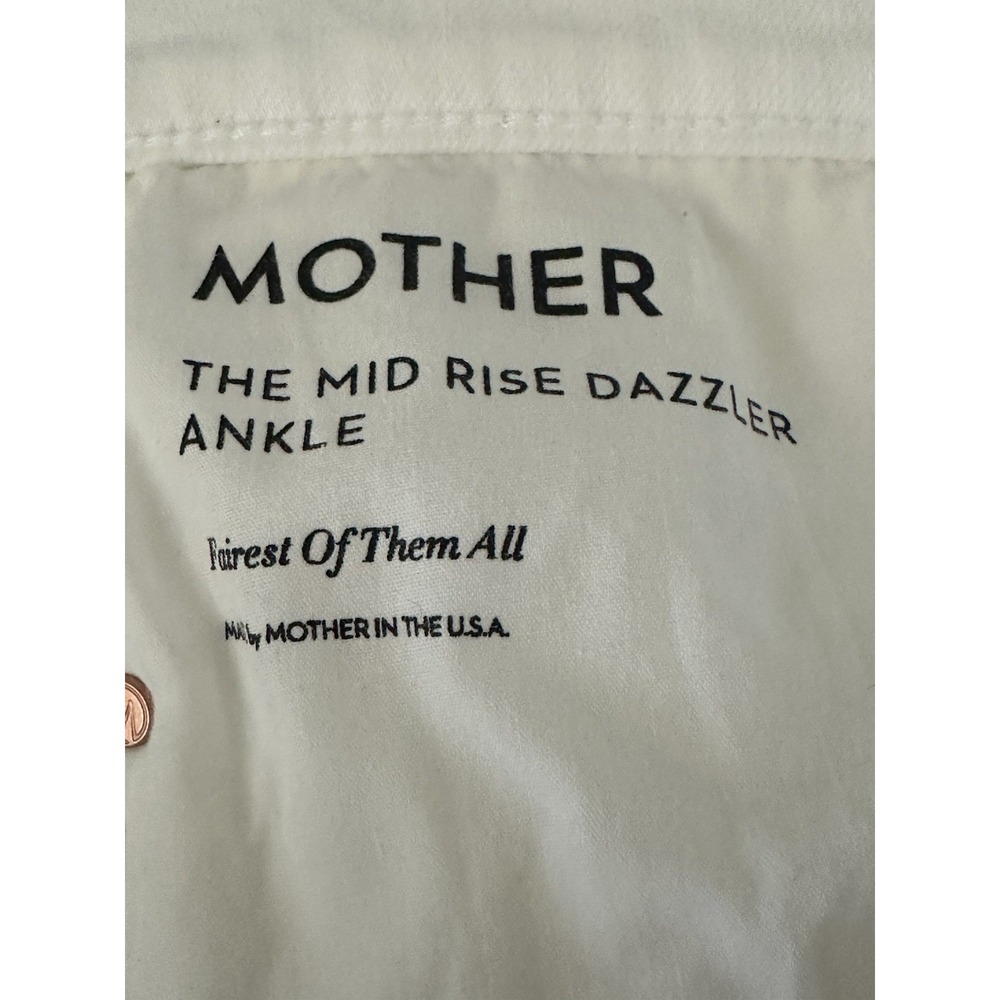 MOTHER The Mid Rise Dazzler Ankle Fairest Of Them All White Straight Jeans sz 34 - Picture 11 of 13
